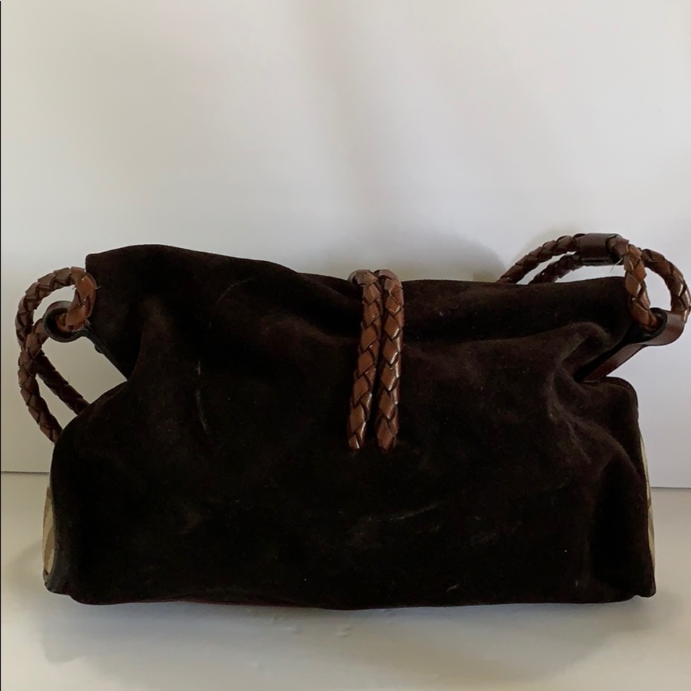 Burberry Brown suede leather handbag purse see photos RARE HTF - Picture 2 of 8